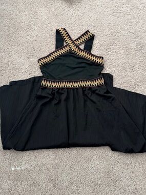 Black Dress with Colorful Zigzag Trim
